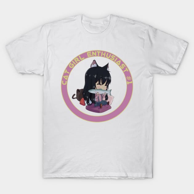 Cat Girl Enthusiast #1 T-Shirt by PizzaCafé